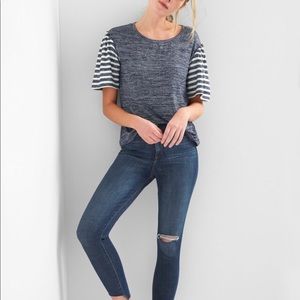 Softspun Stripe Flutter Sleeve Top